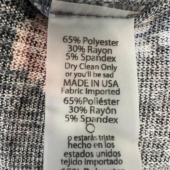 LuLaRoe Sarah Duster Cardigan Size S Small Gray Multicolor Floral Print Ribbed - Picture 6 of 6